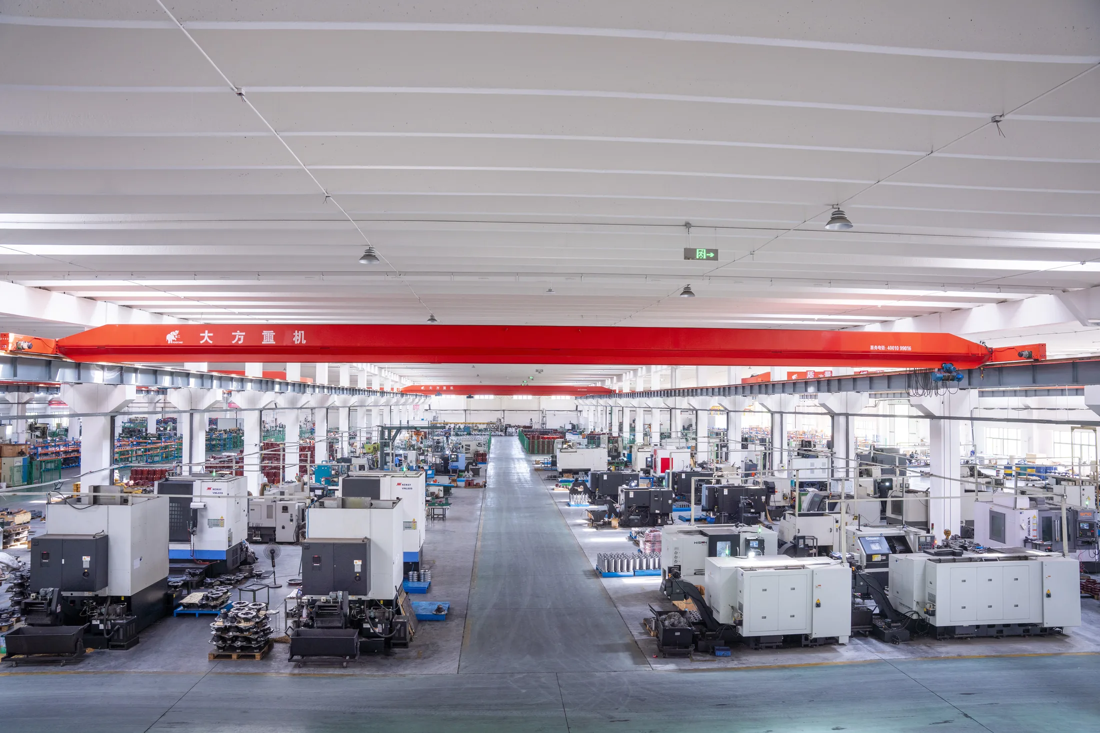 CNC workshop with overhead crane