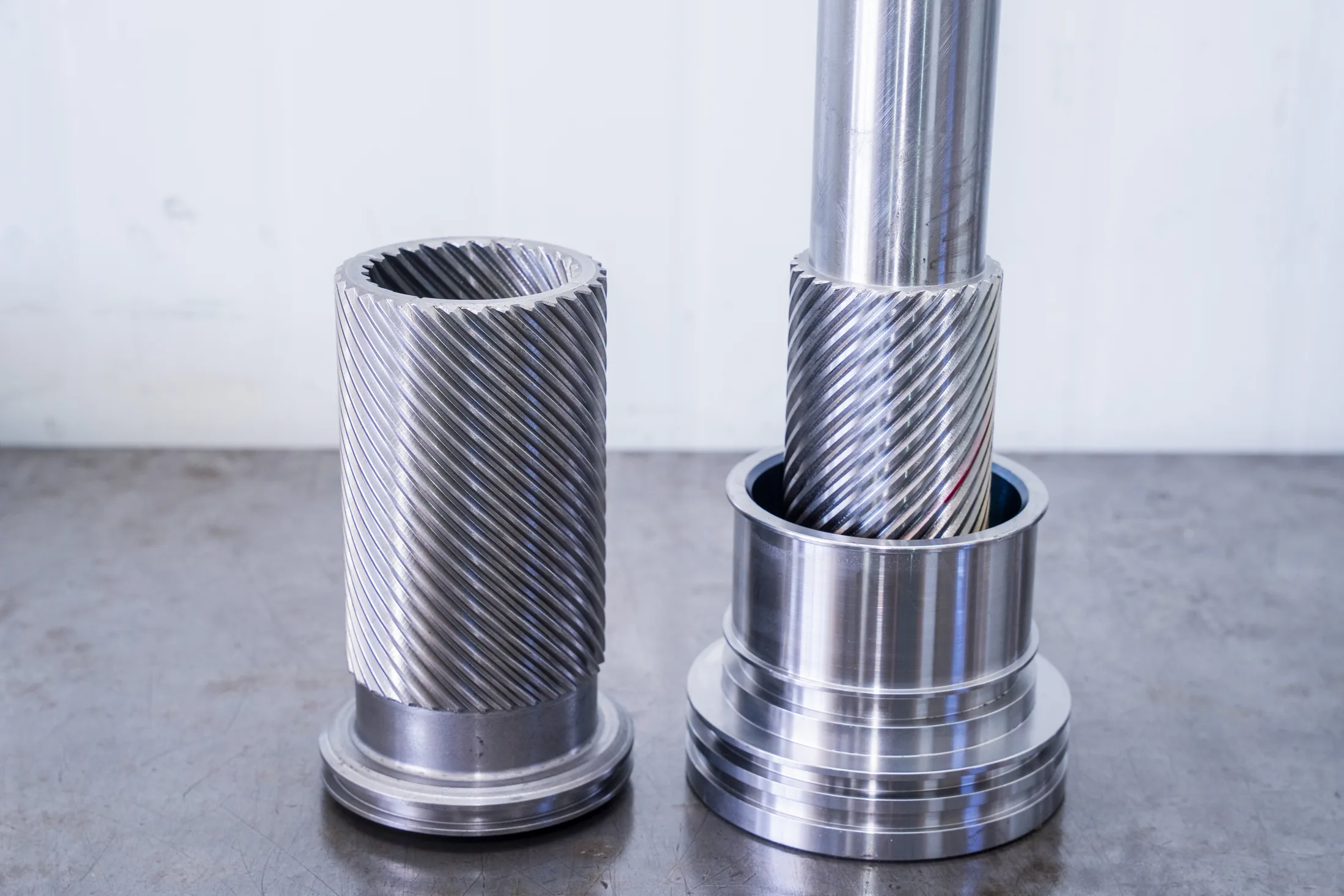 Machined helical piston and shaft components